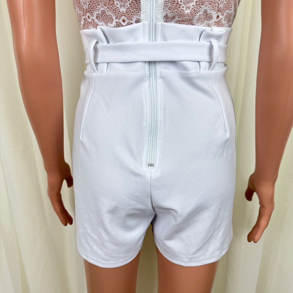Women's Shop17 Lace Accent Romper Size Medium White - Picture 13 of 14